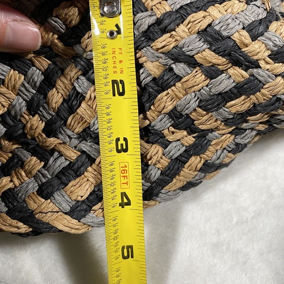 Woven Rattan Circle Handbag Summer Beach Tote Straw Bag Round Large Pocket Boho - Picture 6 of 8